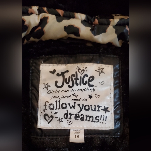 JUSTICE LEOPARD PUFFER BOMBER JACKET 16 - Picture 5 of 5